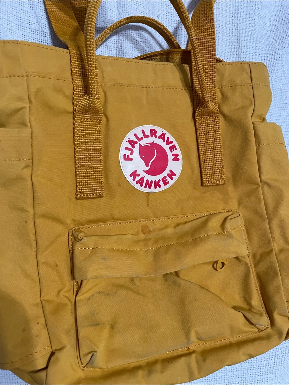 Fjallraven Yellow Kånken Mini Backpack with Logo Label